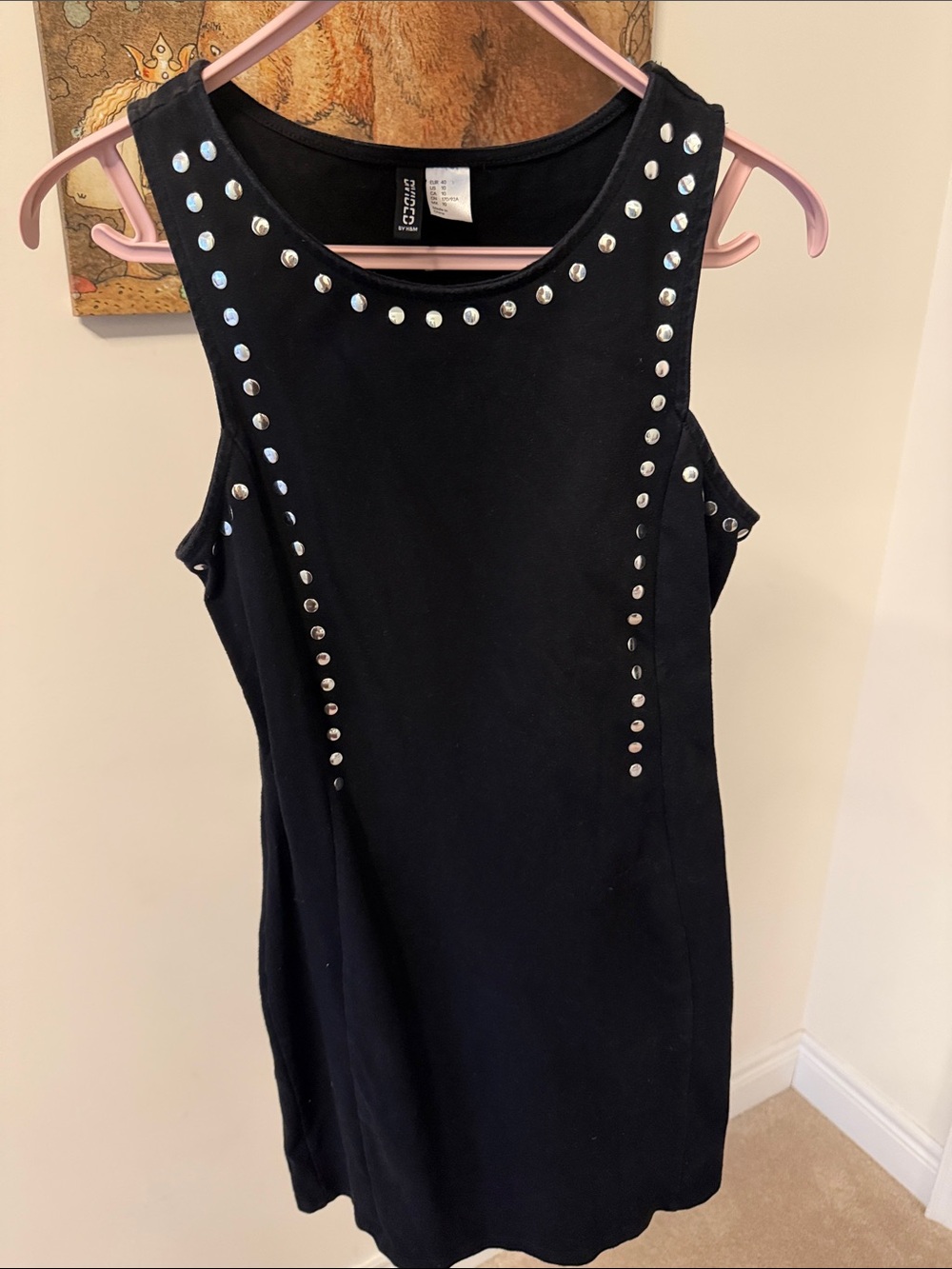 Express Black Sleeveless Mini Dress with Silver Studs